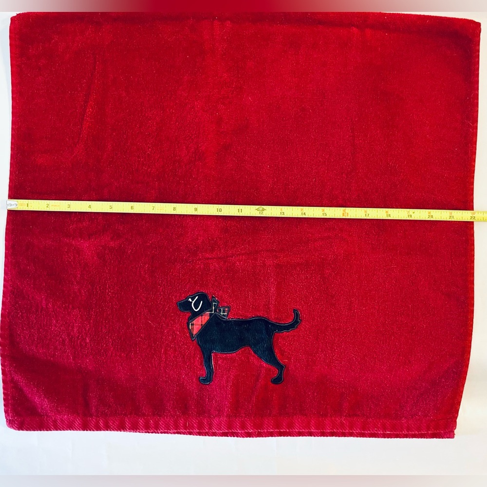 3 pc Essential Home Red Hand Towel Set Stitched Black Lab Dog paw print - Picture 11 of 13